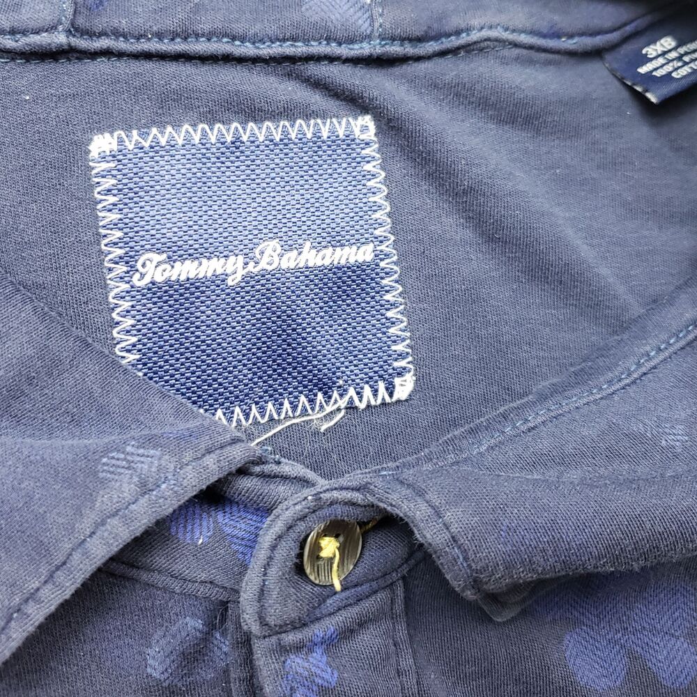 Tommy Bahama Polo Shirt Mens 3XB Big & Tall Blue Floral Tropical Pima Cotton - Picture 4 of 8